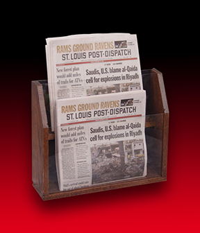 2-Tier Wood Newspaper Holder 16.5"L x 3.25"W